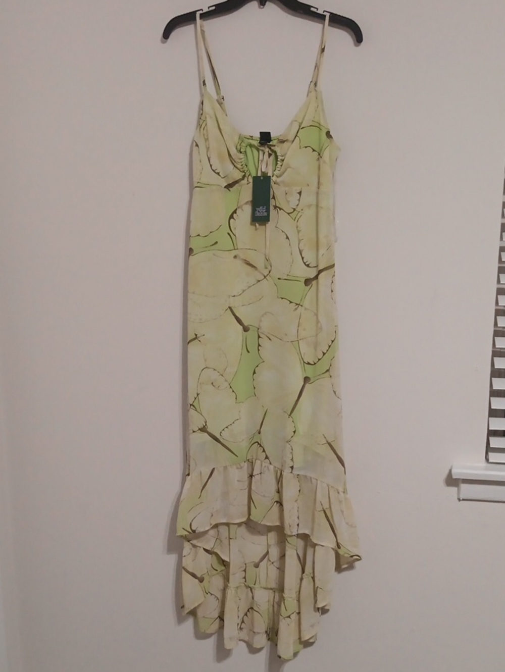 Wild Fable Light Green and Cream Butterfly High Low Dress 15"-20" Stretch Ptp